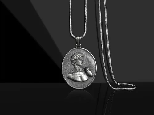 Vista 4 de BySilverStone Jewelry - Collar de estatua de David para hombre en plata de ley, colgante de estatua de David, escultura de Miguel Ángel, colgante