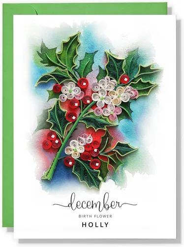 Vista 19 de Tarjeta de Flor de Nacimiento, Tarjeta Floral de Quilling Hecha a Mano para Cumpleaños, Aniversario, Flor de Mes de Nacimiento para Mamá, Mujeres