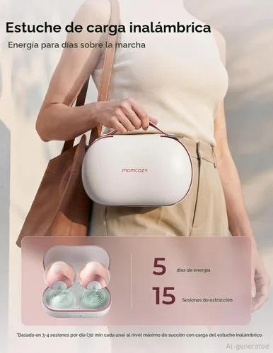 Vista 3 de Momcozy Extractor de leche portátil BP334 Air 1, 2 unidades rojo