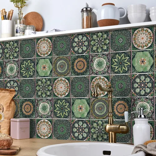 Vista 8 de 24 calcomanías para azulejos para despegar y pegar, pegar en azulejos en muro para cocina, azulejos de pared, azulejos de baño, calcomanías