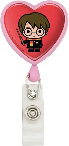 Vista 10 de Harry Potter lindo patrón Chibi corazón cordón retráctil carrete insignia tarjeta de identificación titular