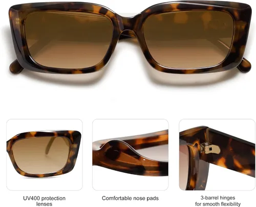 Vista 4 de SOJOS Trendy Rectangular Sunglasses Womens Retro Small Shades Sunnies Gafas de sole Chunky Angular Cornor Frame SJ2238