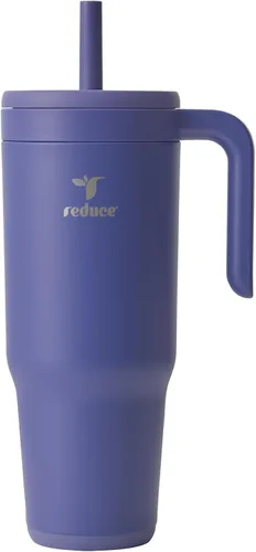 Vista 19 de REDUCE Chiller - Vaso térmico aislado al vacío de 40 onzas con pajita de silicona a prueba de derrames, tapa de Tritán sostenible con marcadores