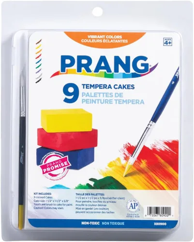 Vista 9 de Prang Juego de pastel de témpera con pincel, 9 colores surtidos, 1 unidad