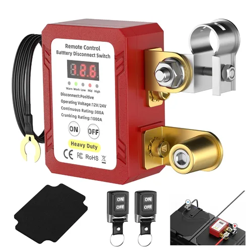 Vista 7 de Interruptor de desconexión de batería remoto de 12 V 240 A, interruptor de apagado automático antirrobo para automóvil con pantalla de voltaje LED