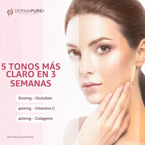 Vista 8 de Dermapure - Píldoras blanqueadoras de glutatión 2 en 1, 600 mg con extracto de aceite de rosa, suplemento para aclarar la piel y desodorante 1 box