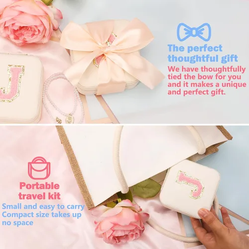 Vista 5 de CHMI Joyero de viaje, joyero de viaje blanco, organizador de joyas de viaje, regalos de viaje para mujeres y niñas, caja organizadora de joyas