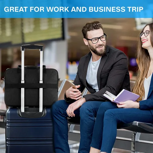 Vista 7 de BAGSMART Bolsa para laptop, maletín de 15.6 pulgadas para hombres, bolsa de computadora con cerradura para trabajo, bolsa de hombro estilo bandolera