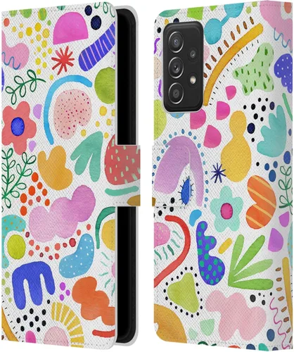 Vista 142 de Head Case Designs Officially Licensed Ninola Brushstrokes Black Summer Patterns Leather Wallet Case Compatible with Samsung Galaxy A07 4G