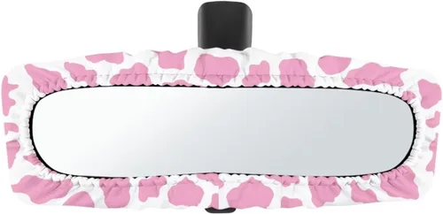Vista 23 de Funda para espejo retrovisor de automóvil con estampado de vaca negro, protector de espejo retrovisor automático elástico