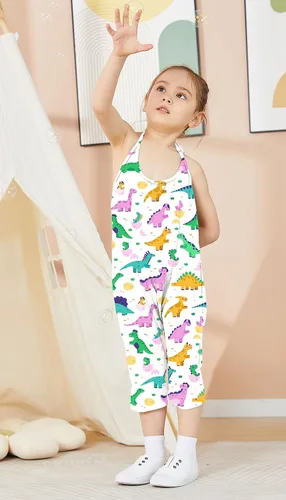 Vista 2 de Darkyazi Monos Lindos de Verano para Bebés y Niñas, Sin Espalda, Peto con Tirantes Estilo Harén, Mono para Niñas Pequeñas, Tallas 2-8 Años