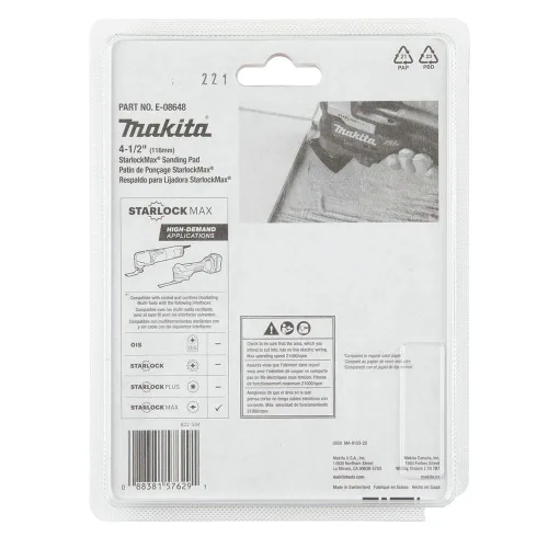 Vista 4 de Makita E-08648 StarlockMax® Multiherramienta Oscilante 4-1/2" Carburo de Tungsteno 40 Grit Delta Triangle Lijado Pad