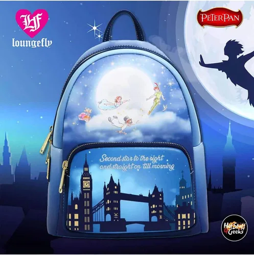 Vista 2 de Loungefly Disney Peter Pan Second Star Glow - Bolso de hombro con doble correa para mujer