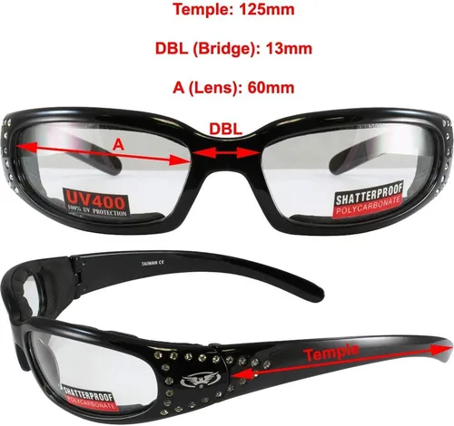 Vista 9 de Global Vision Marilyn 3 - Gafas de montar con diamantes de imitación fotocromáticos con oscurecimiento automático, protección UV400 ANSI Z87.1