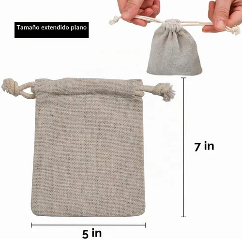 Vista 8 de calary Bolsa de lona doble con cordón de 5 x 6.9 pulgadas, bolsa de algodón, bolsa de regalo, bolsa de muselina reutilizable (25 unidades)