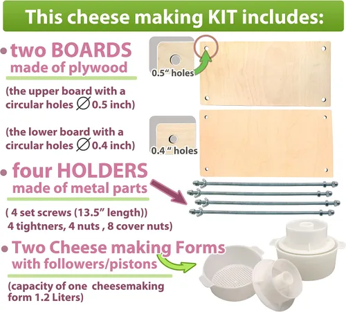Vista 8 de PetriStor Prensa de queso de madera con molde de 2 queso, 1.3Qt
