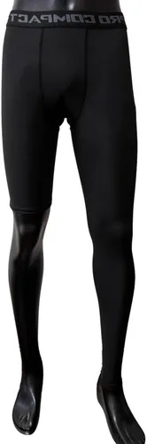 Vista 4 de Medias de compresión de una pierna pantalones largos de baloncesto deportes capa base ropa interior activa apretado Negro-Izquierda-Largo