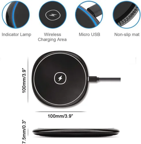 Vista 5 de Cargador inalámbrico compatible con BLU G9 Pro - Almohadilla de carga rápida de 7.5 W y 10 W Slim para modelo de teléfono G9 Pro