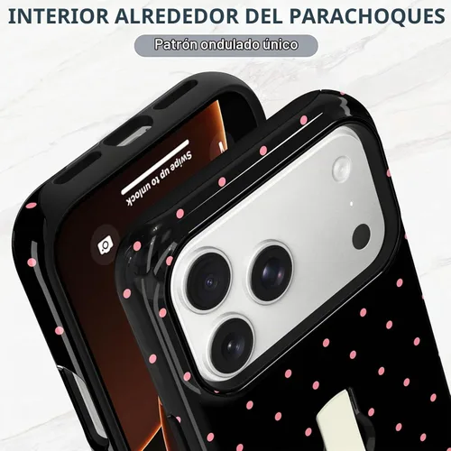 Vista 4 de KANGHAR Compatible con iPhone 17 Pro Case Spot Pattern - Negro Mancha rosada negra