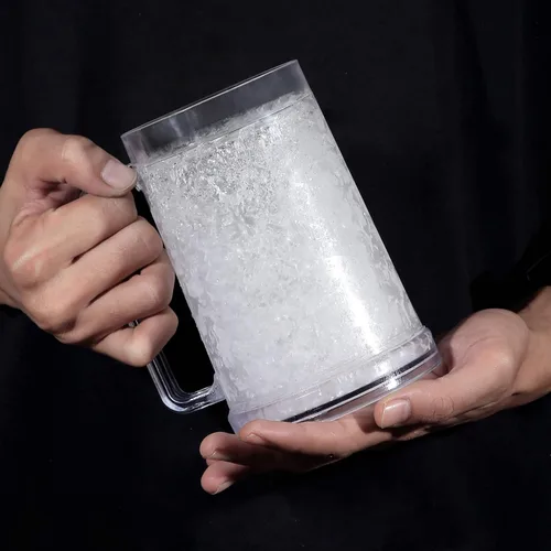Vista 7 de Vasos para beber, tazas de cerveza de gel de doble pared, tazas de hielo para congelador, 16 onzas, taza de cerveza de plástico de enfriamiento