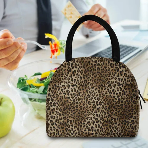 Vista 5 de Bolsa de almuerzo vintage con estampado de leopardo y piel de animal, hielera, aislada, portátil, con cremallera, para hombres, mujeres, niños