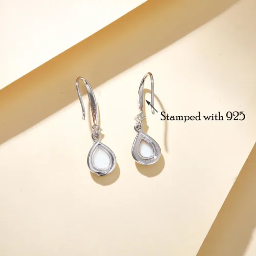 Vista 4 de FANCIME Opal Earrings 925 Sterling Silver Infinity Earrings Dangle Earrings with Created Teardrop White Fire Opal,Fine Opal Jewelry for Women