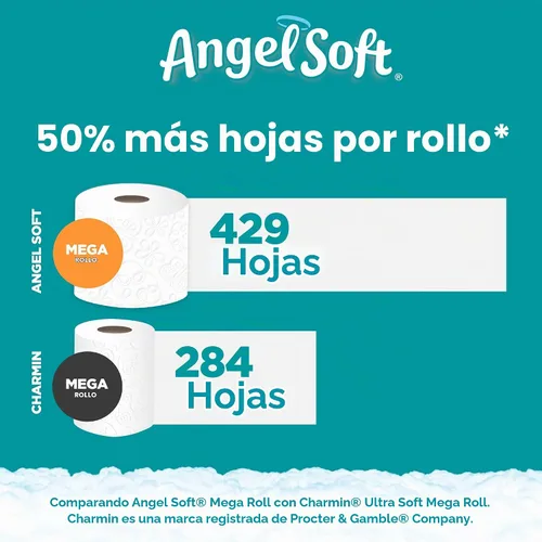 Vista 4 de Angel Soft, Papel higiénico, 12 megarrollos, 12 rollos