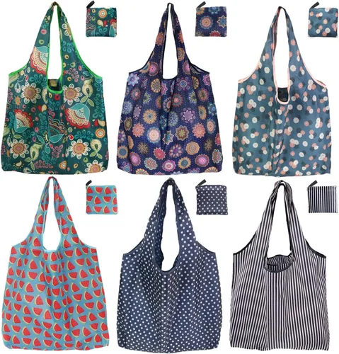 Vista 16 de Bolsas de compras reutilizables para comestibles, paquete de 4 de 50 libras bolsas plegables grandes y lavables para mercado, compactas para un