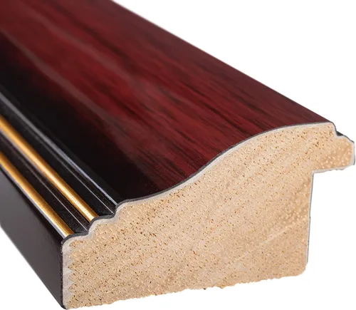 Vista 3 de Marco de 6 x 5 pulgadas, color marrón caoba con ribete dorado, ancho del marco de madera maciza de 1.5 pulgadas, profundidad interior de 0.5