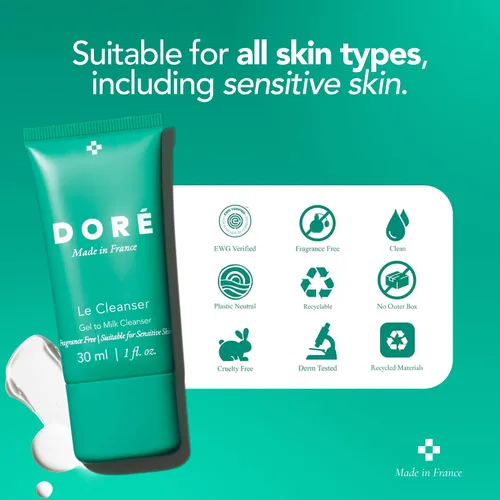 Vista 5 de Doré - Le Cleanser Gel to Milk Daily Face Cleanser Limpiador hidratante suave para piel seca y sensible Desmaquillante para mujeres y hombres