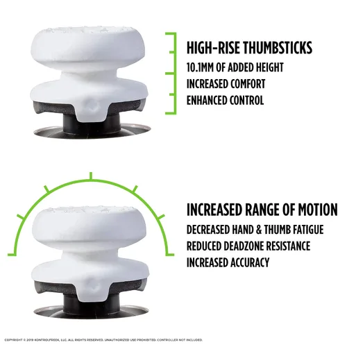 Vista 3 de KontrolFreek FPS Freek Phantom for PlayStation 4 (PS4) and PlayStation 5 (PS5) Performance Thumbsticks 2 High-Rise Concave White
