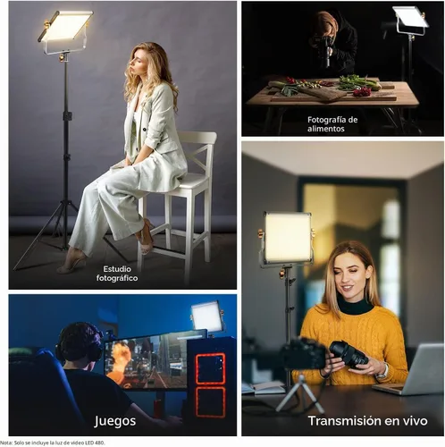 Vista 7 de Neewer Luz de video profesional regulable bicolor con soporte en U para estudio, kit de iluminación para video al aire libre de YouTube