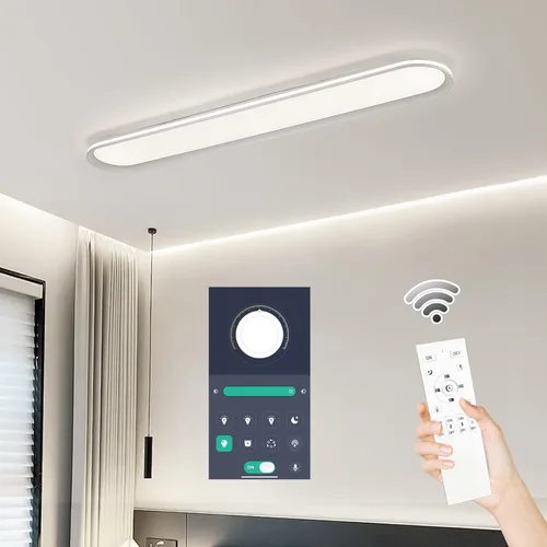 Vista 10 de Lámpara de techo LED de metal de 37.4", delgada, iluminada por los bordes - lámparas lineales de espectro completo de 55W, 6500K, lámpara de techo