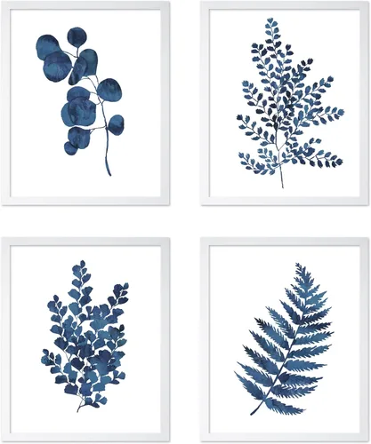 Vista 36 de Poster Master Póster botánico vintage de 3 piezas, estampado floral retro, regalo para artistas, amigos, flores de acuarela, brillante, azul