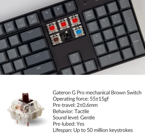 Vista 2 de Keychron Teclado mecánico K10 de tamaño completo con retroiluminación RGB RGB intercambiable en caliente para Mac Windows multitarea Bluetooth