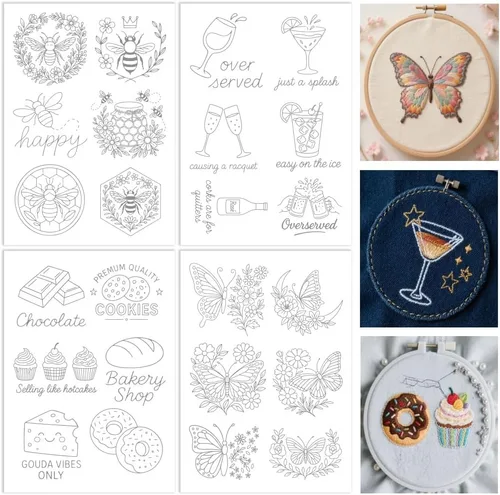 Vista 16 de ORIGACH 4 Hojas Grandes de Estabilizadores de Bordado Solubles en Agua de Otoño, Papel de Bordado de Hojas de Calabaza y Setas para Costura a Mano