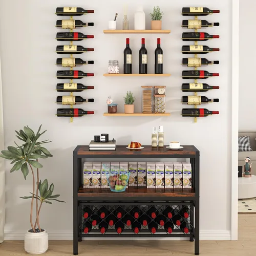 Vista 4 de Estante de vino montado en la pared, estante de vino de pared para 18