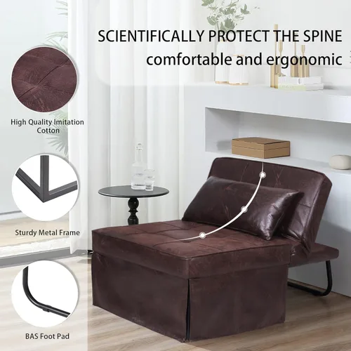 Vista 7 de BIGSYY Sofá Cama, 4 en 1 Otomana Plegable Multifunción de Lino Transpirable Cama Sofá con Respaldo Ajustable Silla Convertible Moderna para Sala