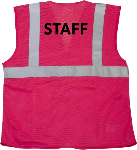 Vista 8 de JORESTECH Chaleco de seguridad reflectante de alta visibilidad con estampado de transferencia de calor personalizada (rosa)