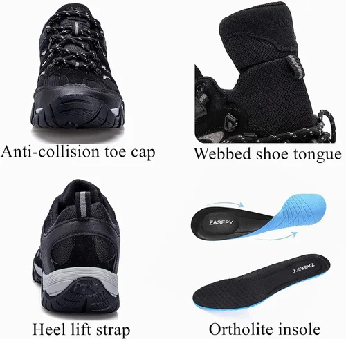 Vista 2 de ZASEPY Men's Hiking Shoes Waterproof Anti Slip Outdoor Boots Low Top Ankle Hiker Trekking Trail Shoe for Men All Weather