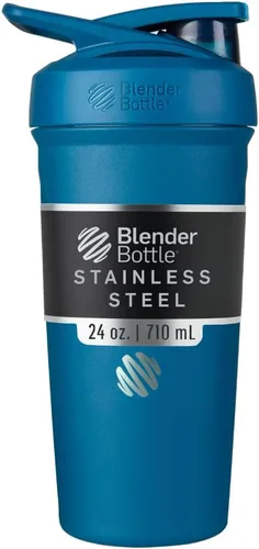 Vista 9 de BlenderBottle Strada Shaker Cup - Botella de agua aislada de acero inoxidable con batidor de alambre, 24 onzas, color negro