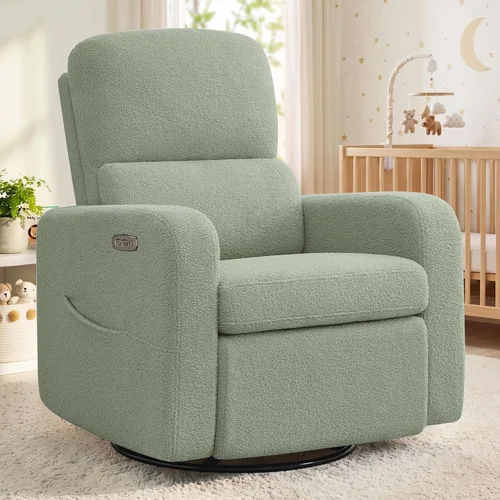 Vista 17 de Mecedora giratoria mecedora eléctrica, silla reclinable para cuarto Gris