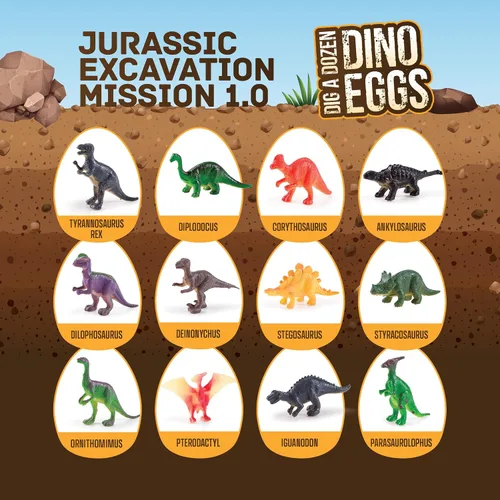 Vista 4 de Dig a Dozen - Kit de huevos de dinosaurio para niños, 12 huevos