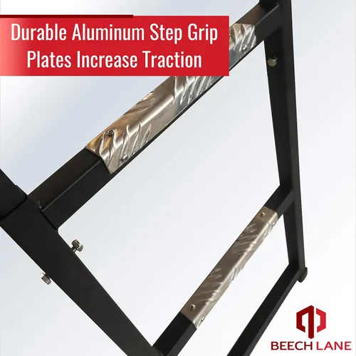 Vista 3 de Escalera Beech Lane para puerta trasera de camioneta, ajuste universal, tornillos hexagonales autoperforantes de acero inoxidable para fácil