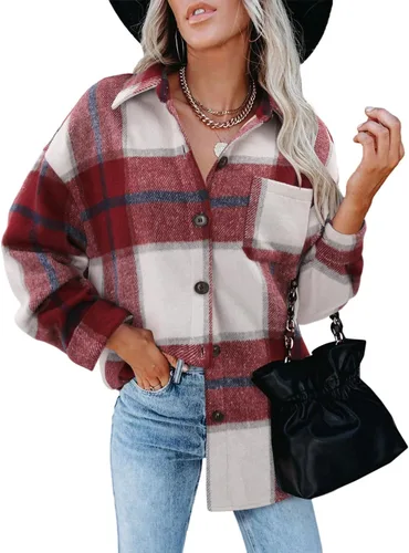 Vista 170 de ZOLUCKY Chaqueta de manga larga con botones para mujer, talla grande, blusas
