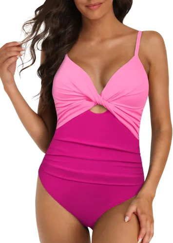 Vista 4 de Hilor Traje de baño de una pieza para mujer, con abertura frontal, sexy, monokini con control de abdomen