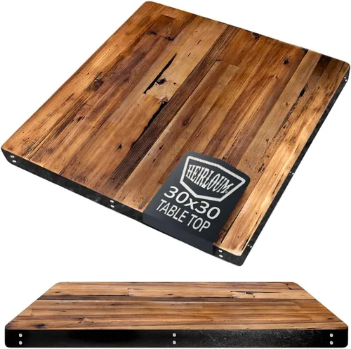 Vista 13 de Mesa de madera recuperada, pieza de madera reciclada rústica perfecta para cocinas, comedor y mesas auxiliares