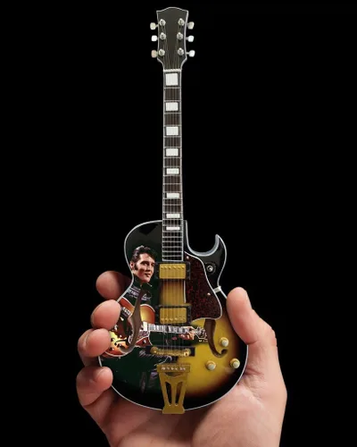 Vista 3 de Axe Heaven Elvis Presley '68 Special de Cuerpo Hueco Réplica de Mini Guitarra Licenciada (EP-361)