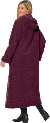Vista 3 de Woman Within Abrigo largo de forro polar bereber con capucha para mujer de talla grande Multi