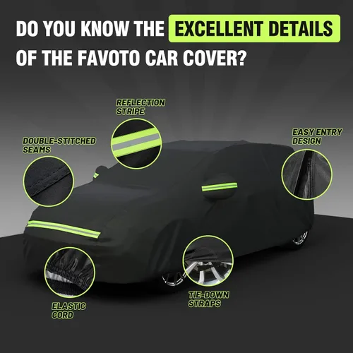 Vista 4 de Favoto Funda Impermeable para Automóvil para Todo Clima para Automóviles, 6 Capas de Servicio Pesado para Exteriores Protección contra Lluvia Polvo